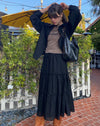 Black Tiered Draw String Skirt