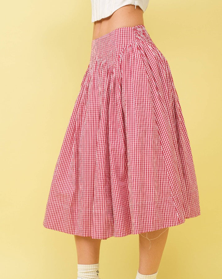 Drop Waist Red Gingham Skirt