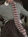 Fuzzy Striped Skinny Scarf