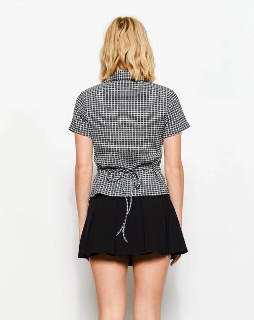 Black Lainey Fitted Plaid Shirt
