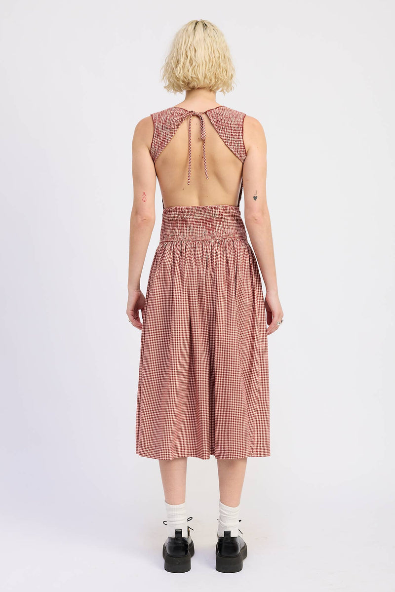 Gingham Backless Maxi Dress