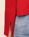 Lucille Red Ribbed Cardigan