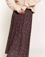 Espresso Floral Tiered Maxi Skirt