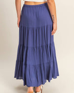 High Waisted Black Tiered Maxi Skirt