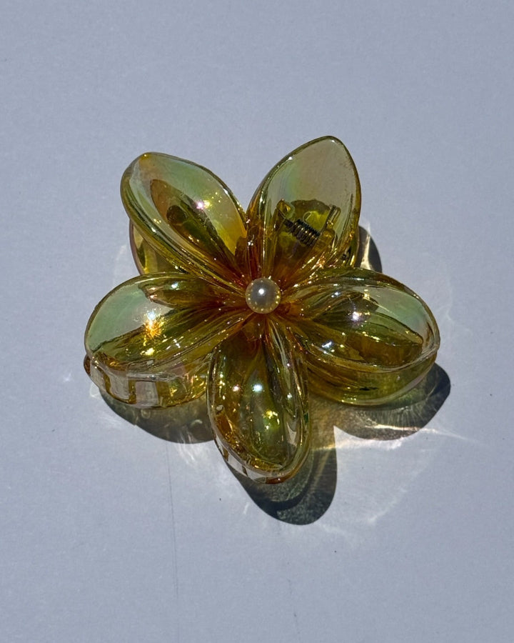 Transparent Plumeria Flower Claw Clips