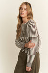 Brown Knit Striped Cardigan