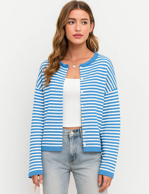 Red Keaton Striped Cardigan