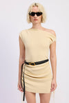Brown Mini Off Shoulder Dress