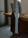 Fuzzy Striped Skinny Scarf