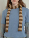 Brown Striped Hillary Skinny Scarf