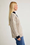 Snap Buttoned Speckled Oversized Sweater