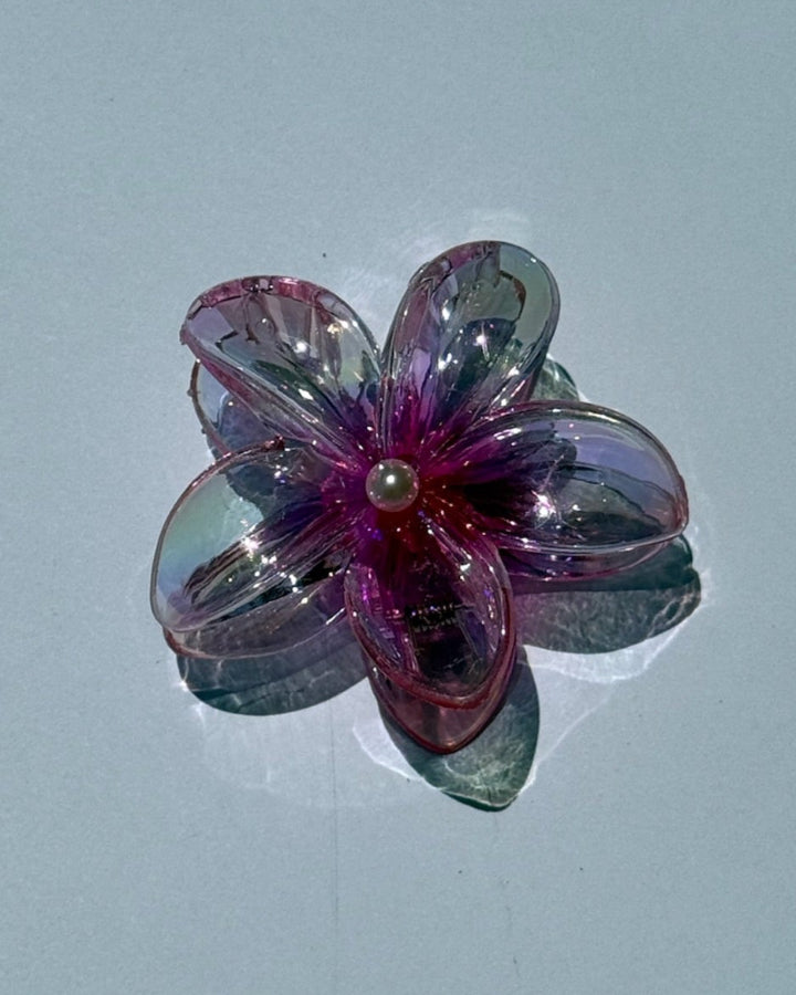 Transparent Plumeria Flower Claw Clips