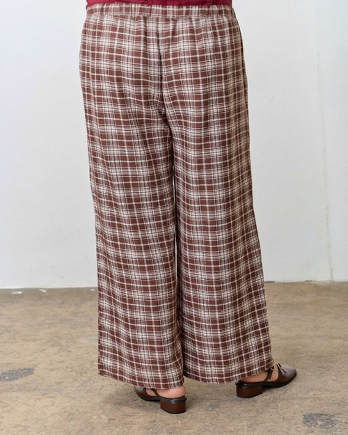 Plus Brown Plaid Pant