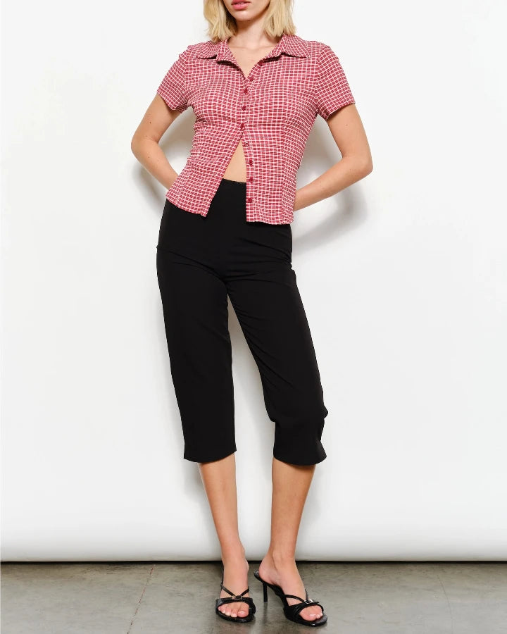 Red Lainey Fitted Plaid Shirt
