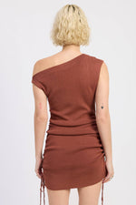 Brown Mini Off Shoulder Dress