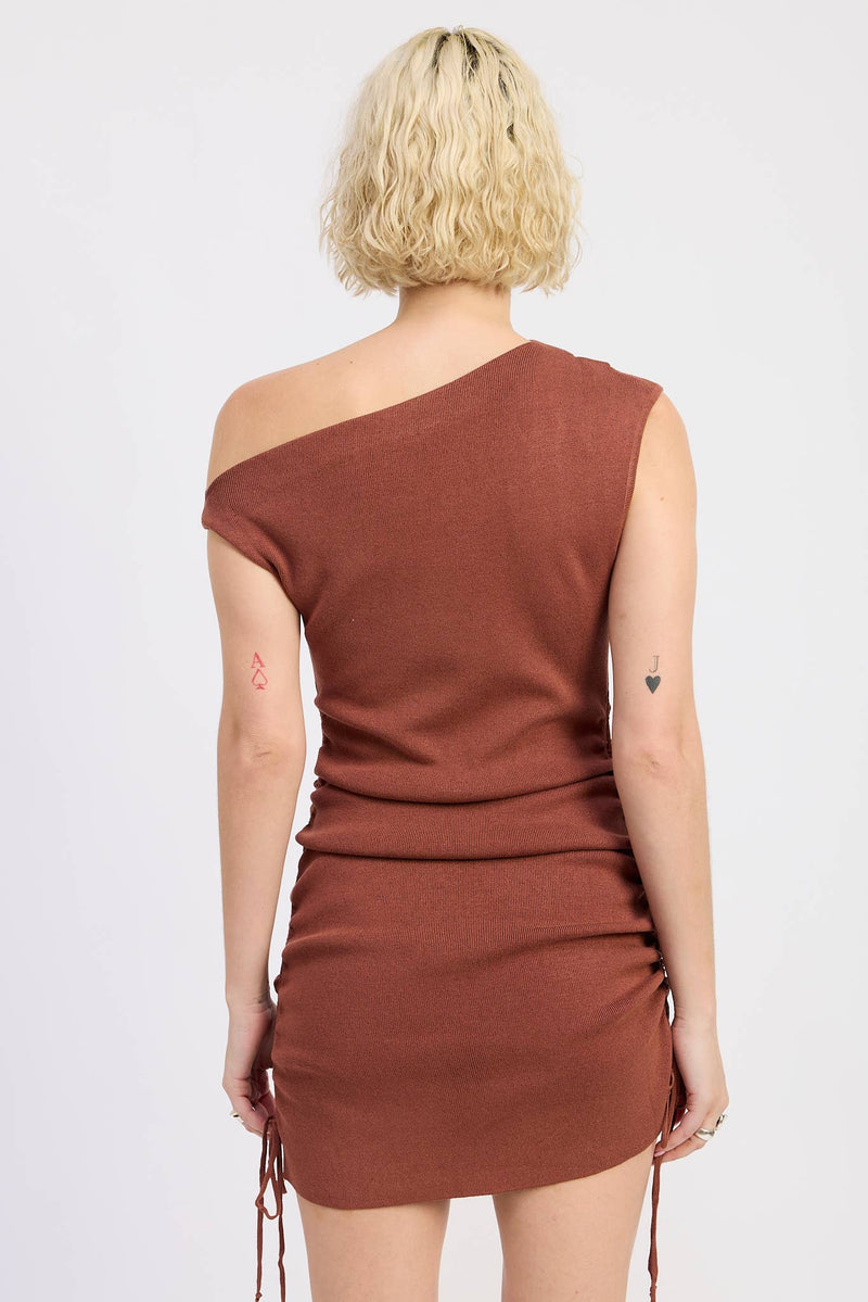 Brown Mini Off Shoulder Dress