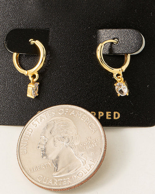 Gold Dipped Mini Rhinestone Huggie Earrings