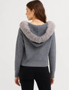 Faux Fur Zip Up Knit Cardigan