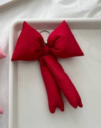 Red Puff Bow Keychain