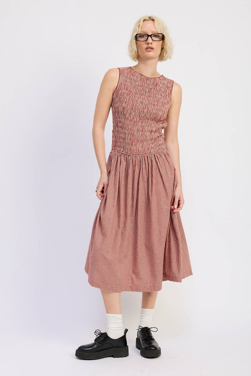 Gingham Backless Maxi Dress