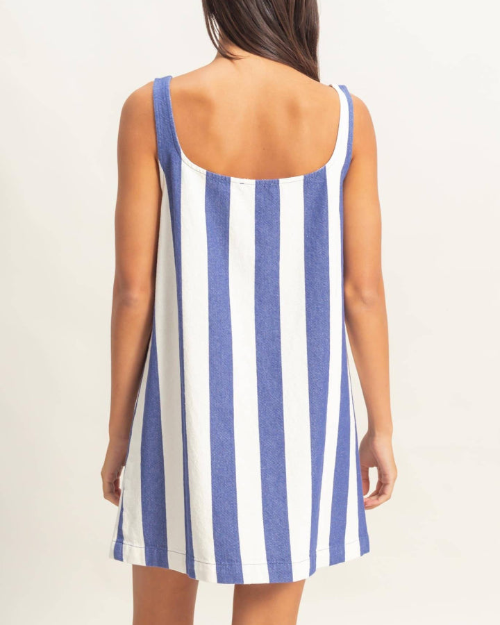 Blue Striped Woven Mini Dress