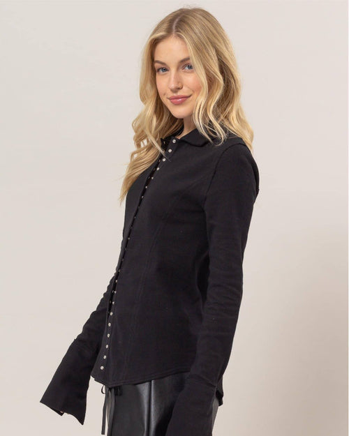 Black Knit Button Down