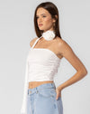 Angelica White Strapless Top with Rosette Scarf