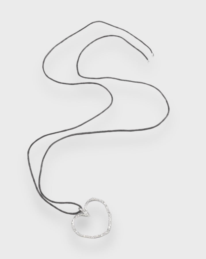 Adjustable Drawstring Heart Pendant Necklace