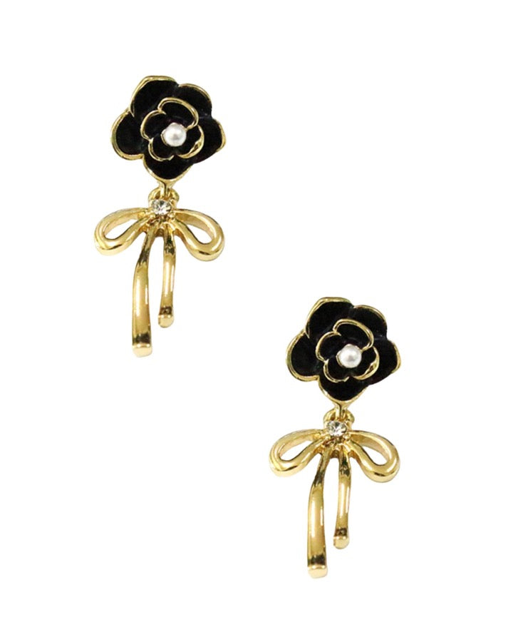 Rose Bow Drop Earring