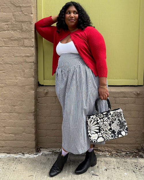Black Check Drop Waist Skirt