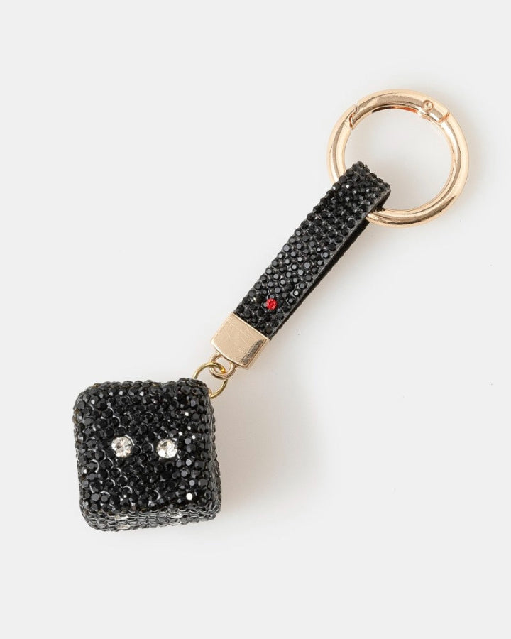 Black Glitter Dice Bag Charm