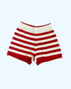 Red Striped Knitted Shorts