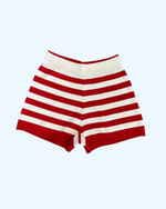 Red Striped Knitted Shorts