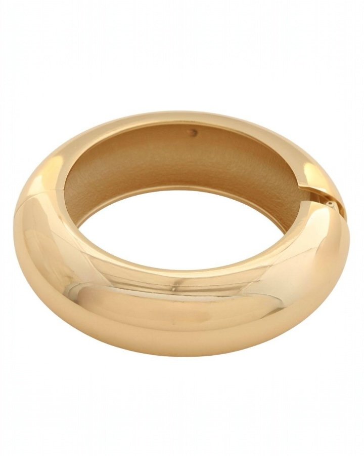 Gold  Round Hinged Bangle Bracelet