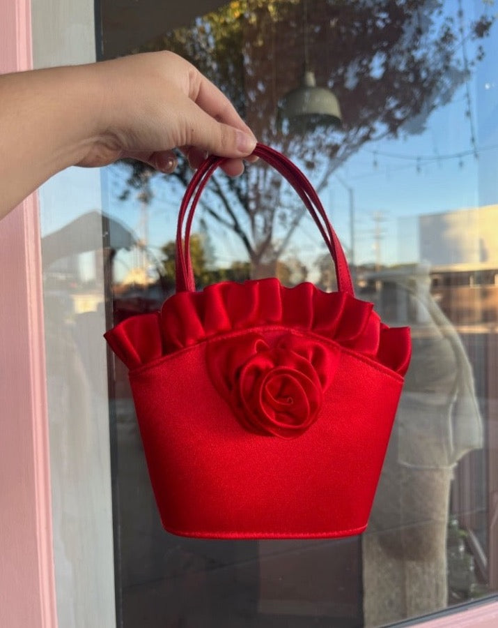 Vintage Red Silk Rose Bag