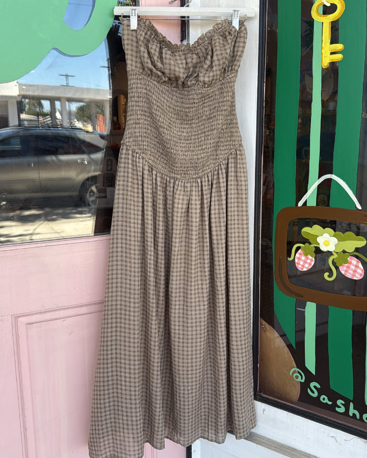 Latte Gingham Heidi Dress Medium Latte Gingham Heidi Dress Medium