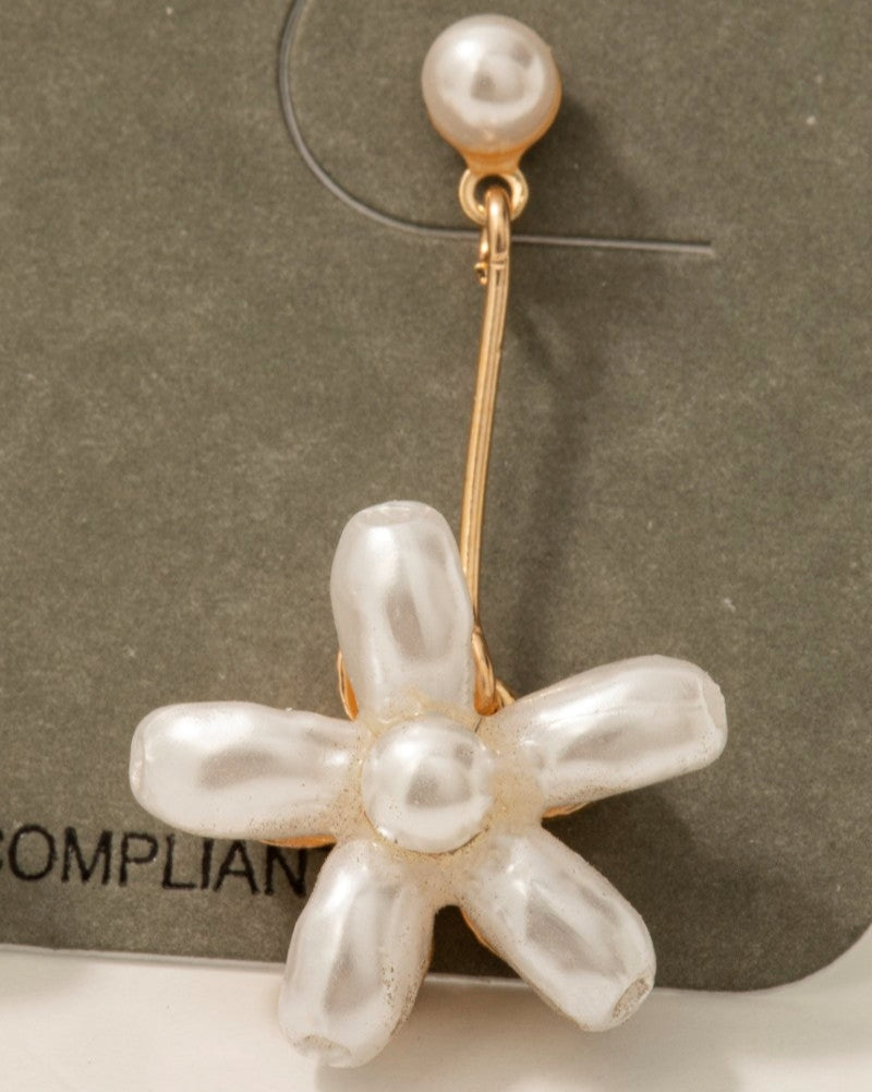Pearl Beaded Flower Earrings