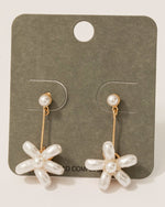 Pearl Beaded Flower Earrings