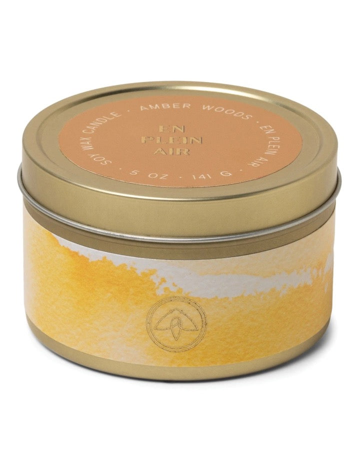 En Plein Air 5 oz Tin Candle - Amber Woods