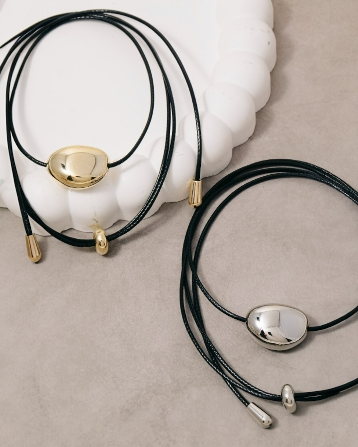 Large Oval Pendant Adjustable Cord Necklace