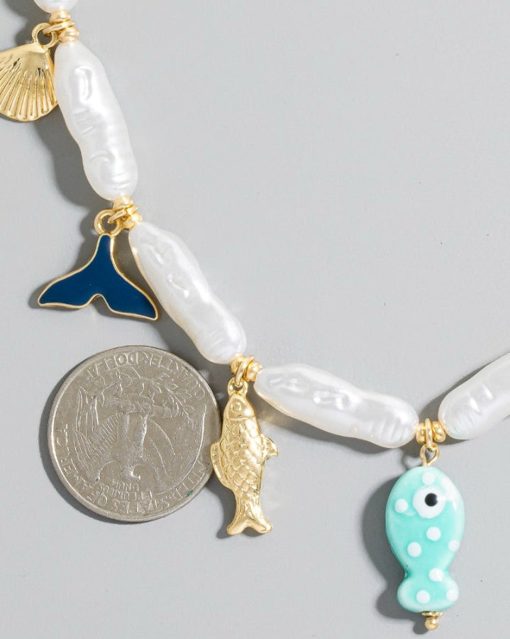 Sea Life Beaded Charm Necklace