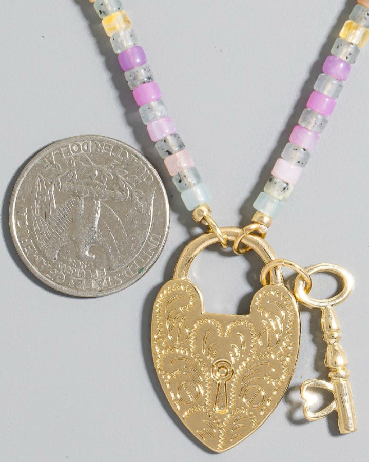 Heart Lock and Key Pendant Necklace