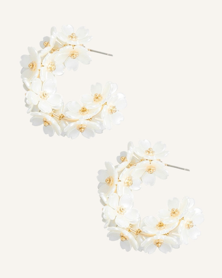 Floral Acrylic Cluster Hoop Earrings