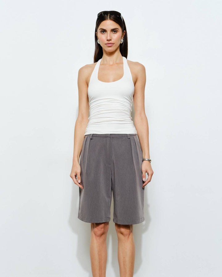 Paige Pleated Bermuda Shorts