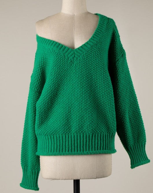 Green Kennedy V Neck Sweater