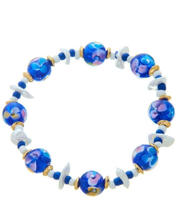 Blue Glass Beaded Bracelet