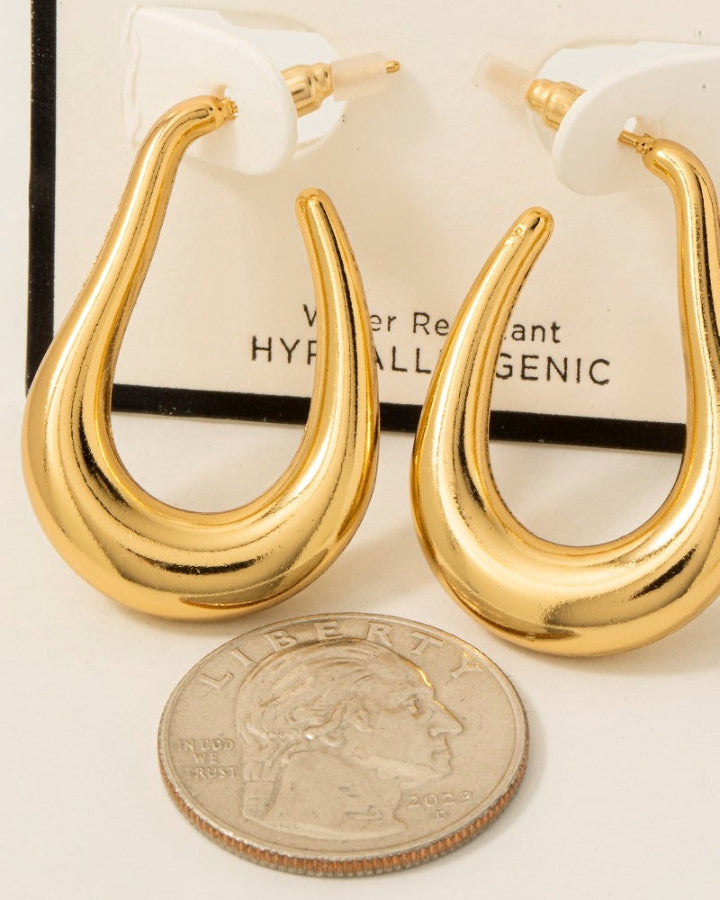 Abstract Oval Hoop Earring
