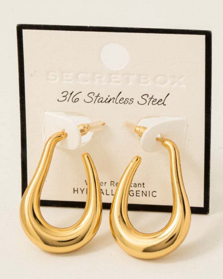 Abstract Oval Hoop Earring
