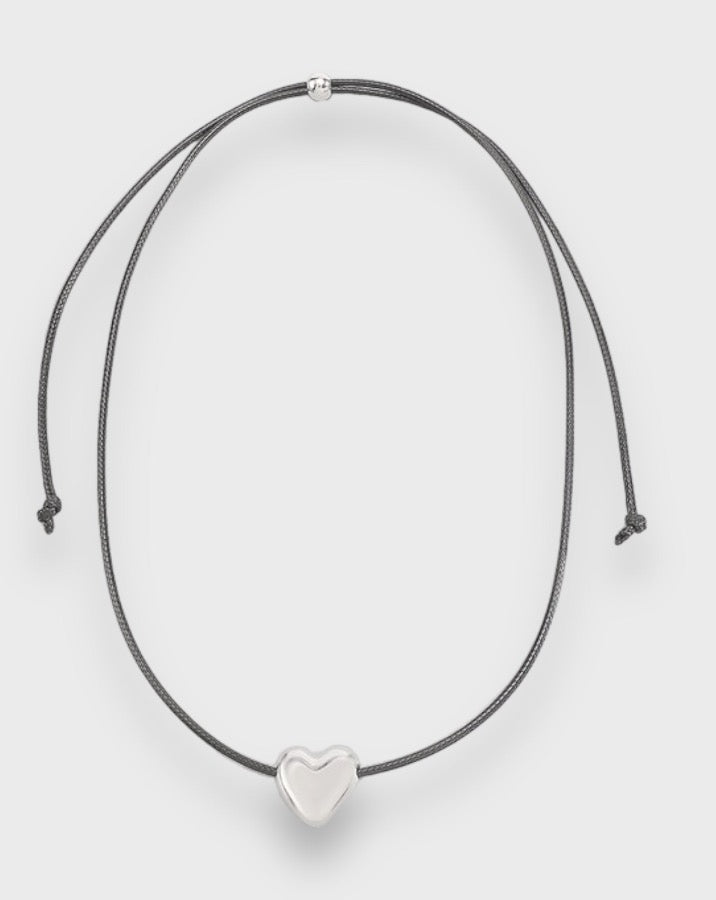 Heart Charm Wrap Choker Necklace