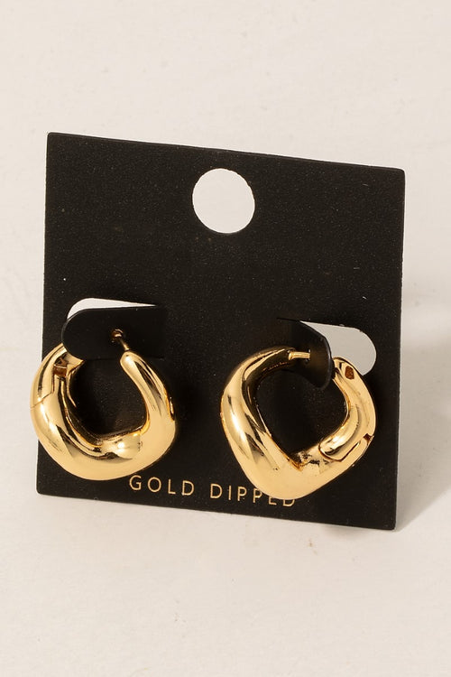 Gold Dipped Warped Hoop Earrings
